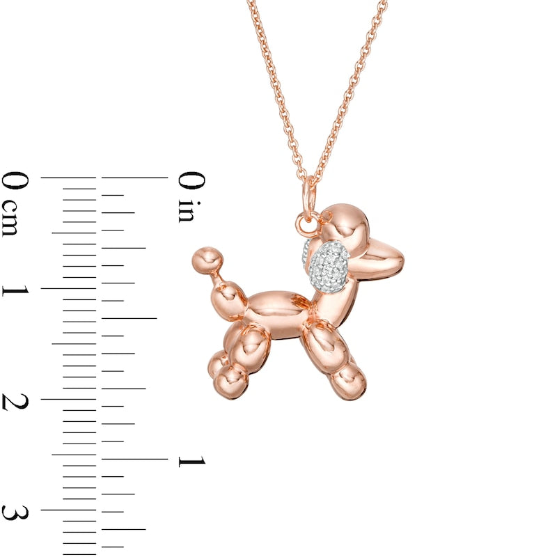 0.05 CT. T.W. Natural Diamond Balloon Poodle Pendant in Sterling Silver with 14K Rose Gold Plate