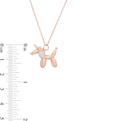 0.05 CT. T.W. Natural Diamond Balloon Unicorn Pendant in Sterling Silver with 14K Rose Gold Plate