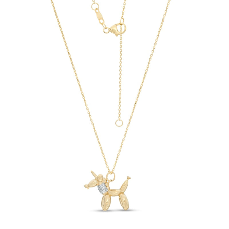 0.07 CT. T.W. Natural Diamond Balloon Unicorn Pendant in Sterling Silver with 14K Gold Plate