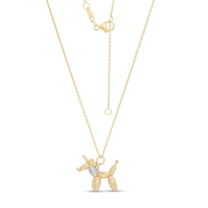 0.07 CT. T.W. Natural Diamond Balloon Unicorn Pendant in Sterling Silver with 14K Gold Plate