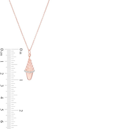 0.07 CT. T.W. Natural Diamond Ice Cream Cone Pendant in Sterling Silver with 14K Rose Gold Plate
