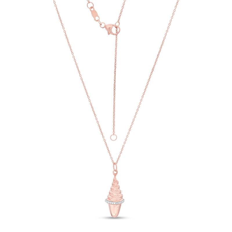 0.07 CT. T.W. Natural Diamond Ice Cream Cone Pendant in Sterling Silver with 14K Rose Gold Plate