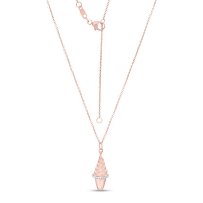 0.07 CT. T.W. Natural Diamond Ice Cream Cone Pendant in Sterling Silver with 14K Rose Gold Plate