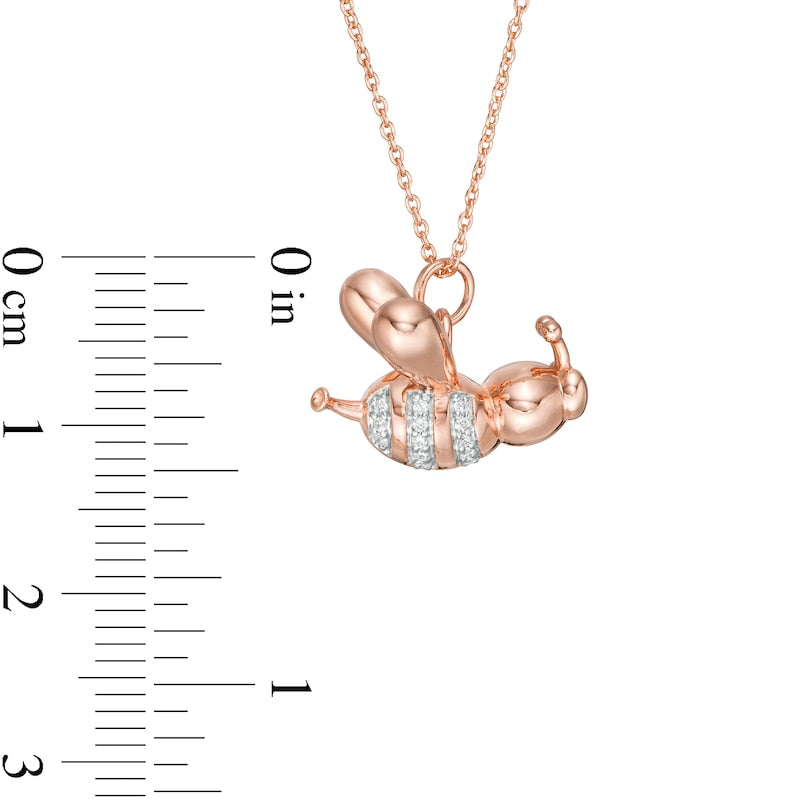 0.05 CT. T.W. Natural Diamond Balloon Bee Pendant in Sterling Silver with 14K Rose Gold Plate
