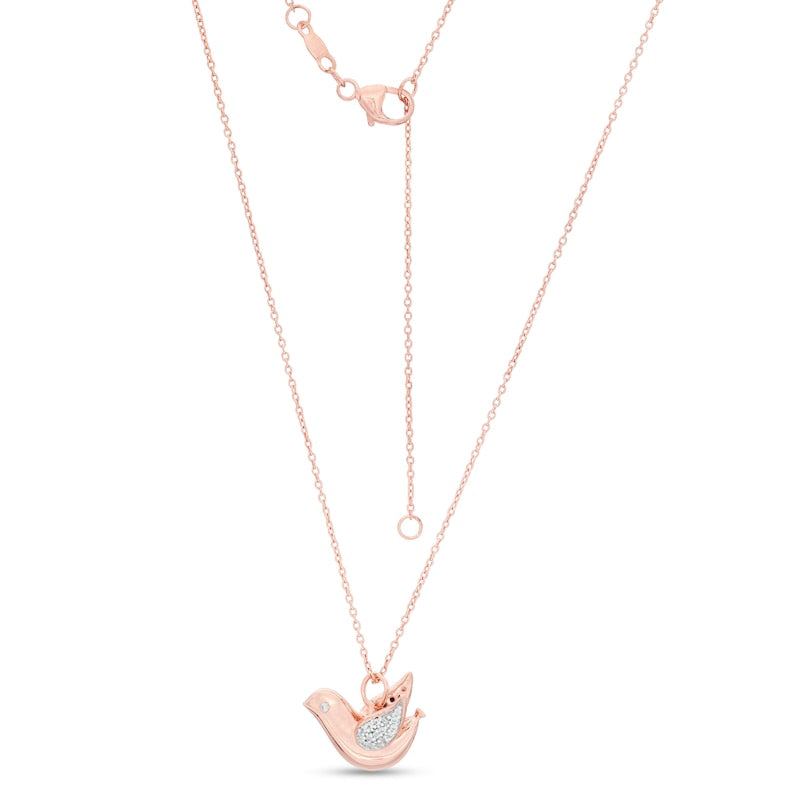 0.1 CT. T.W. Natural Diamond Dove Pendant in Sterling Silver with 14K Rose Gold Plate