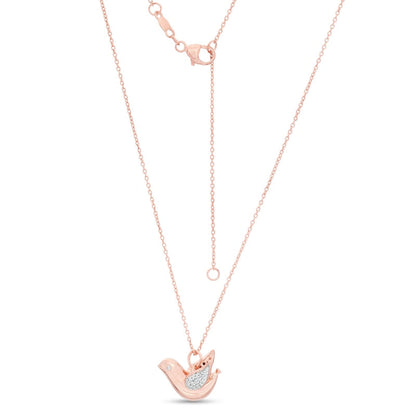 0.1 CT. T.W. Natural Diamond Dove Pendant in Sterling Silver with 14K Rose Gold Plate