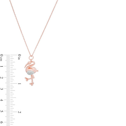 0.1 CT. T.W. Natural Diamond Flamingo Pendant in Sterling Silver with 14K Rose Gold Plate