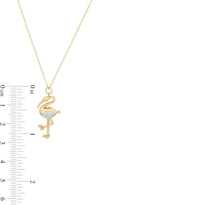 0.1 CT. T.W. Natural Diamond Flamingo Pendant in Sterling Silver with 14K Gold Plate