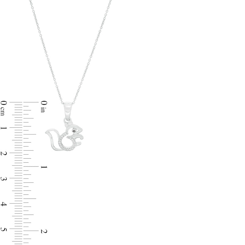 0.05 CT. T.W. Enhanced Black and White Natural Diamond Squirrel Pendant in Sterling Silver