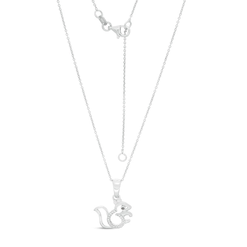 0.05 CT. T.W. Enhanced Black and White Natural Diamond Squirrel Pendant in Sterling Silver
