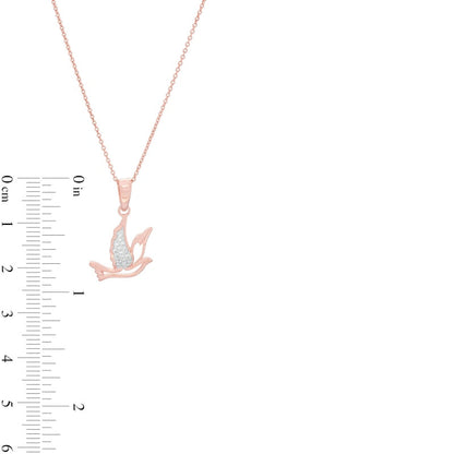 0.05 CT. T.W. Natural Diamond Flying Dove Cutout Pendant in Sterling Silver with 14K Rose Gold Plate
