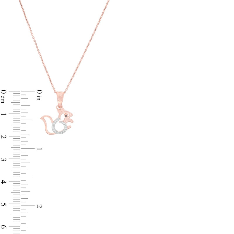 0.05 CT. T.W. Enhanced Black and White Natural Diamond Squirrel Pendant in Sterling Silver with 14K Rose Gold Plate