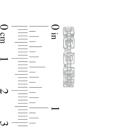 0.07 CT. T.W. Diamond Square Chain Link Hoop Earrings in 10K White Gold