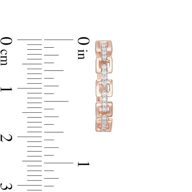 0.07 CT. T.W. Diamond Square Chain Link Hoop Earrings in 10K Rose Gold