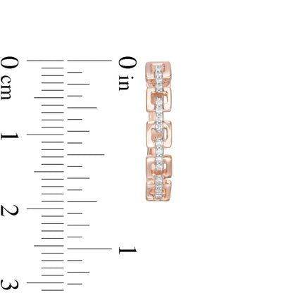 0.07 CT. T.W. Diamond Square Chain Link Hoop Earrings in 10K Rose Gold