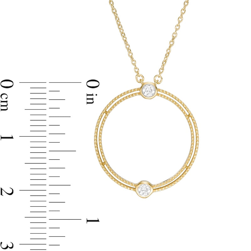 0.1 CT. T.W. Natural Diamond Double Row Open Circle Necklace in 10K Yellow Gold