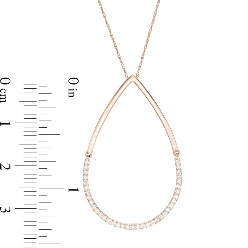 0.2 CT. T.W. Natural Diamond Teardrop Outline Pendant in 10K Rose Gold