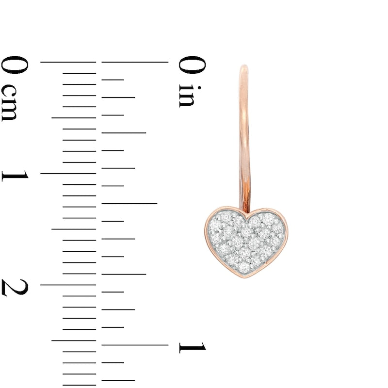 0.17 CT. T.W. Composite Diamond Heart Drop Earrings in 10K Rose Gold