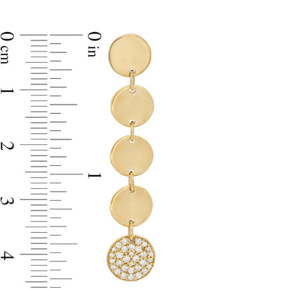 0.38 CT. T.W. Composite Diamond Multi-Row Disc Dangle Drop Earrings in 10K Gold