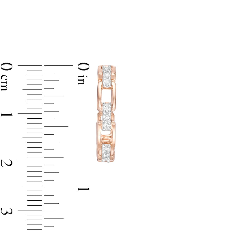 0.25 CT. T.W. Diamond Chain Link Hoop Earrings in 10K Rose Gold