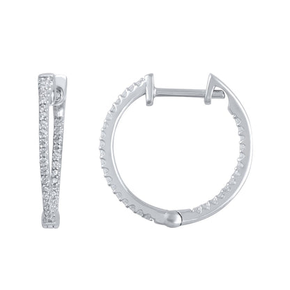 0.25 CT. T.W. Diamond Inside-Out Triangle Hoop Earrings in 10K White Gold