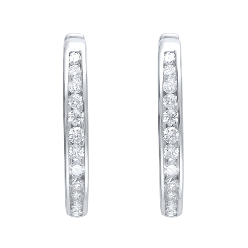 0.5 CT. T.W. Diamond Huggie Hoop Earrings in 10K White Gold