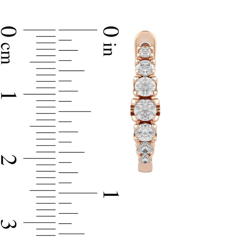 0.33 CT. T.W. Journey Diamond Huggie Hoop Earrings in 10K Rose Gold