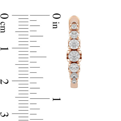 0.33 CT. T.W. Journey Diamond Huggie Hoop Earrings in 10K Rose Gold