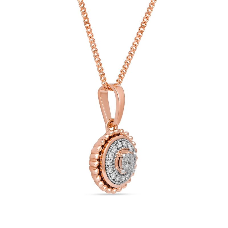 0.05 CT. T.W. Natural Diamond Bead Frame Pendant in 10K Rose Gold