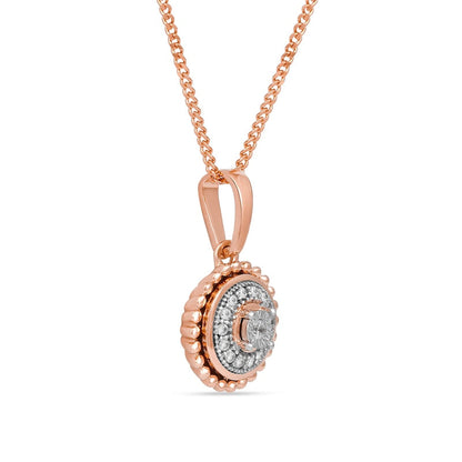 0.05 CT. T.W. Natural Diamond Bead Frame Pendant in 10K Rose Gold