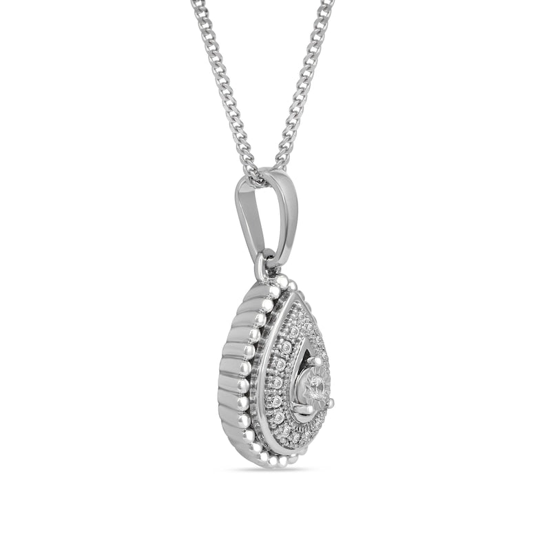 0.05 CT. T.W. Natural Diamond Bead Teardrop Frame Pendant in 10K White Gold