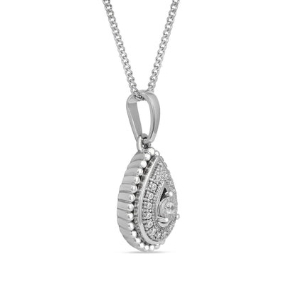 0.05 CT. T.W. Natural Diamond Bead Teardrop Frame Pendant in 10K White Gold