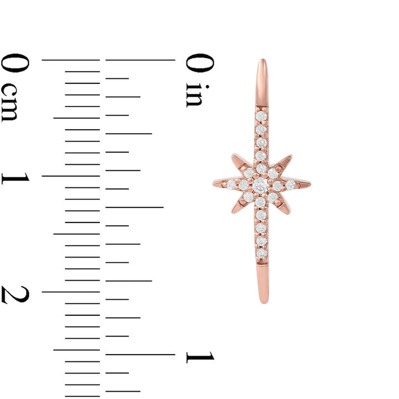 0.1 CT. T.W. Diamond Star Stick Drop Earrings in 10K Rose Gold