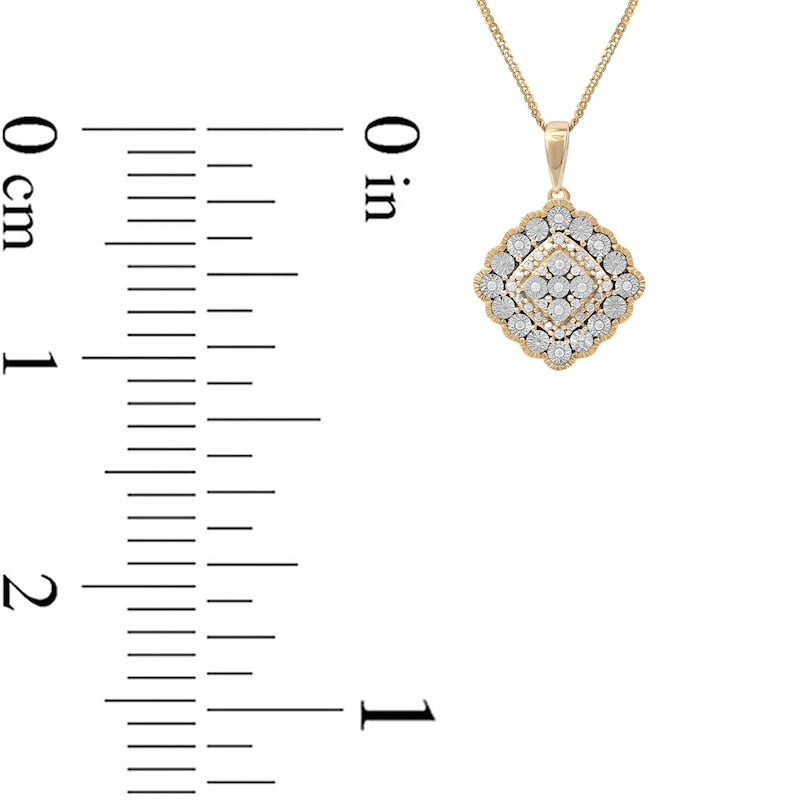 0.07 CT. T.W. Natural Diamond Scallop Frame Antique Vintage-Style Pendant in 10K Yellow Gold