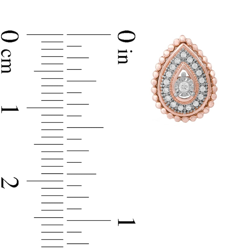 0.1 CT. T.W. Diamond Bead Teardrop Frame Stud Earrings in 10K Rose Gold