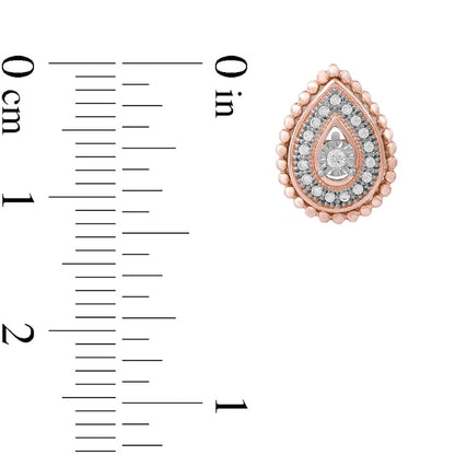 0.1 CT. T.W. Diamond Bead Teardrop Frame Stud Earrings in 10K Rose Gold
