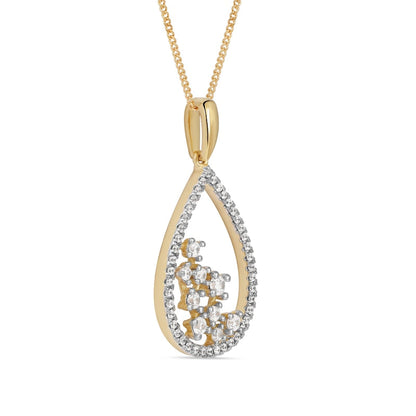 0.38 CT. T.W. Natural Diamond Scatter Teardrop Pendant in 10K Yellow Gold