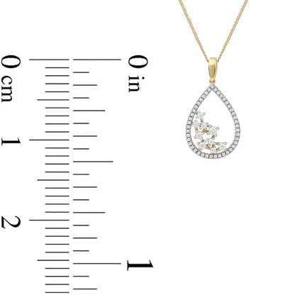 0.38 CT. T.W. Natural Diamond Scatter Teardrop Pendant in 10K Yellow Gold