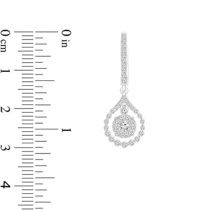 1 CT. T.W. Diamond Dangle Teardrop Earrings in 10K White Gold