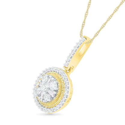0.33 CT. T.W. Composite Natural Diamond Frame Drop Pendant in 10K Yellow Gold