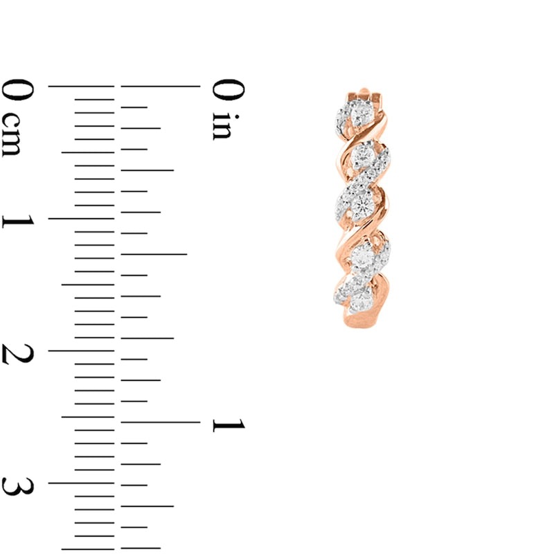 0.33 CT. T.W. Diamond Cascading Five Stone Hoop Earrings in 10K Rose Gold