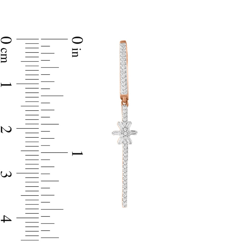 0.33 CT. T.W. Diamond Flower Stick Drop Earrings in 10K Rose Gold