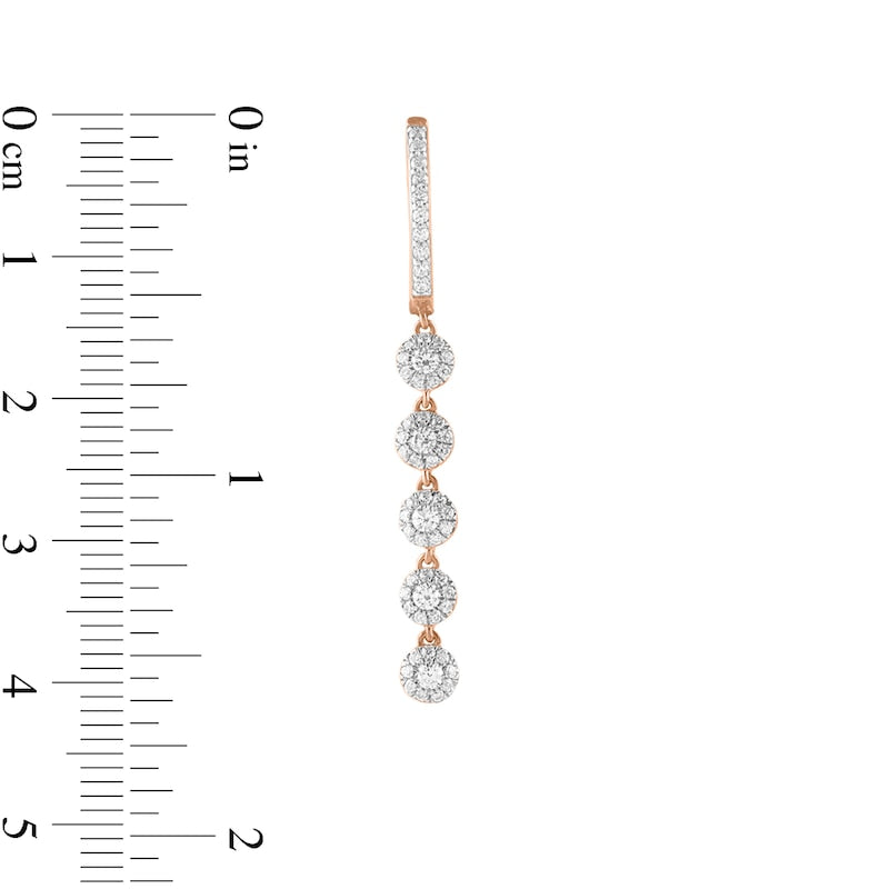 1 CT. T.W. Diamond Frame Five Stone Dangle Drop Earrings in 10K Rose Gold