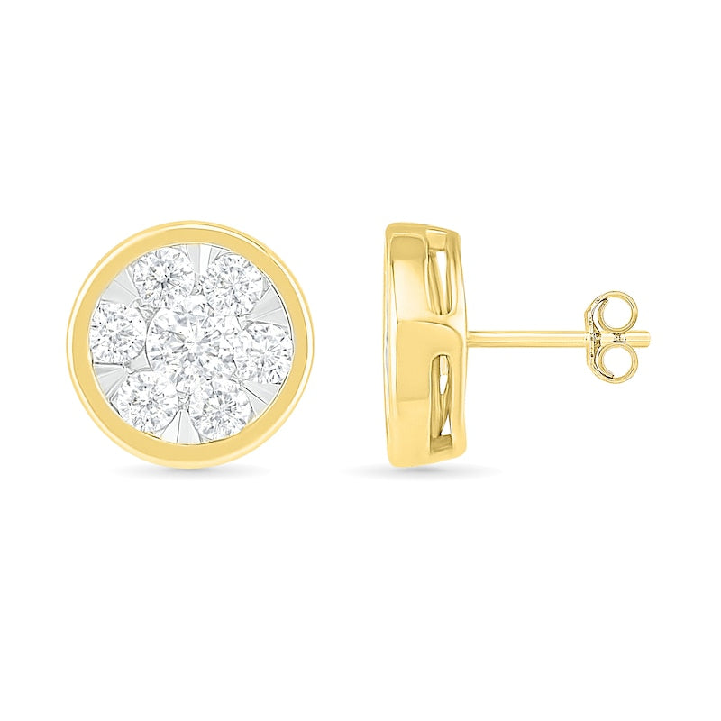 1 CT. T.W. Composite Diamond Circle Stud Earrings in 10K Gold