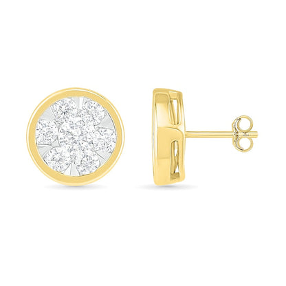 1 CT. T.W. Composite Diamond Circle Stud Earrings in 10K Gold