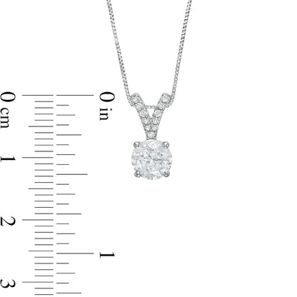 1 CT. T.W. Natural Diamond V" Drop Pendant in 14K White Gold (J/I3) - 18.25""