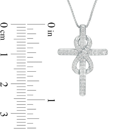 0.25 CT. T.W. Natural Diamond Cross with Infinity Pendant in Sterling Silver