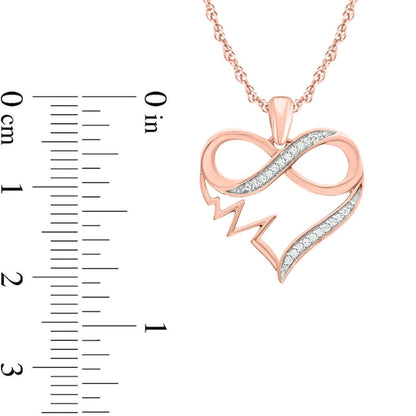 0.05 CT. T.W. Natural Diamond Infinity Heartbeat Heart Pendant in 10K Rose Gold
