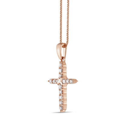 0.2 CT. T.W. Natural Diamond Cross Pendant in 10K Rose Gold
