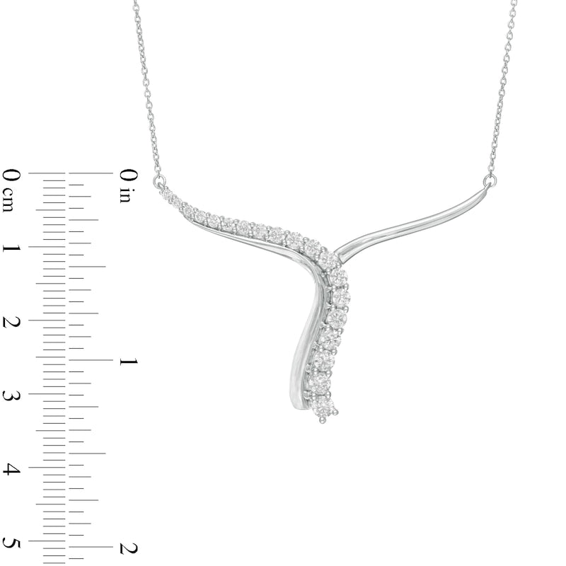 1 CT. T.W. Certified Lab-Created Diamond Abstract Y" Necklace in 14K White Gold (F/SI2)"